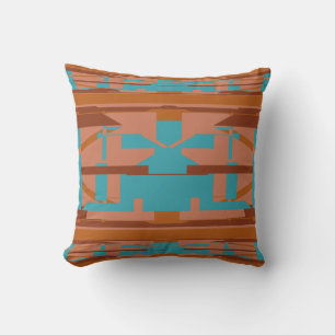 Almofada Laranja Turquoise Rust Sudoeste Abstrato