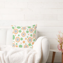 Almofada Laranja Verde Pontos Polka Prata