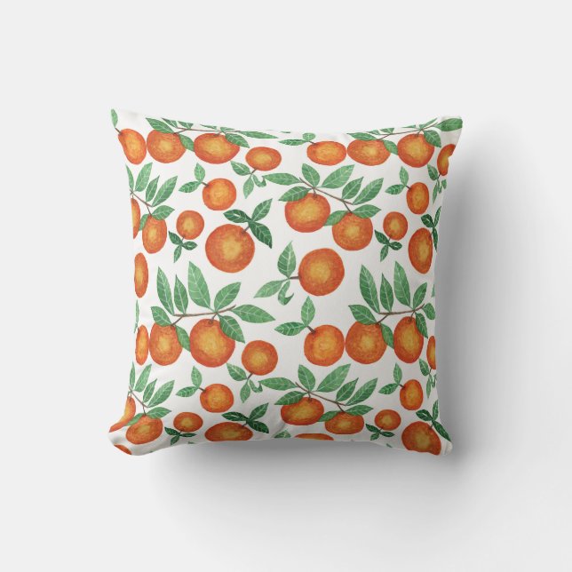 Almofada Laranjas de Verão Citrus Watercolor Fruta Padrão (Frente)