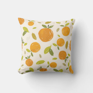 Almofada Laranjas pintadas à mão design de fruta de padr