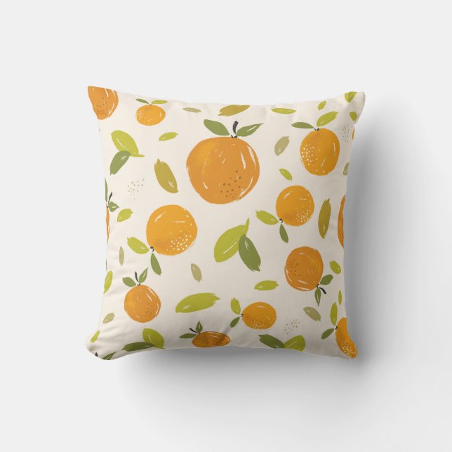 Almofada Laranjas pintadas à mão design de fruta de padrão  (Frente)