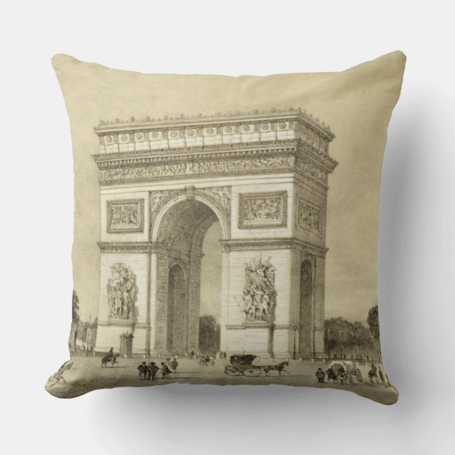 Almofada L'Arc de Triomphe, Paris, gravada por Auguste Bry (Frente)