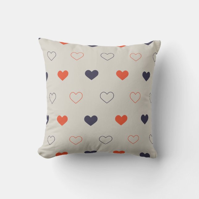 Almofada Large - Lovely hearts / orange cream dark (Frente)