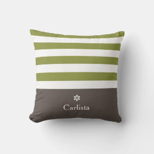 Almofada Largo Verde Horizontal Stripes Marrom Nome Marrom