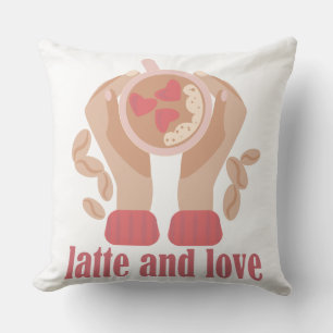 Almofada Latite e xícara de amor, mãos e café