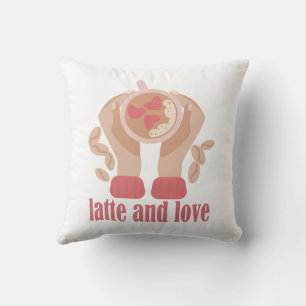 Almofada Latite e xícara de amor, mãos e café