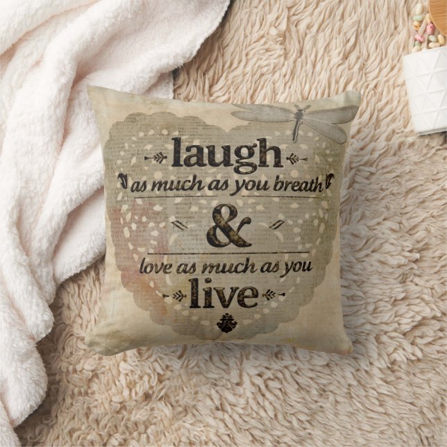 Almofada Laugh Breathe Love Live Home Decor (Cobertor)