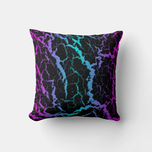 Almofada Lava de espaço rachada - Rosa/Ciano (Frente)