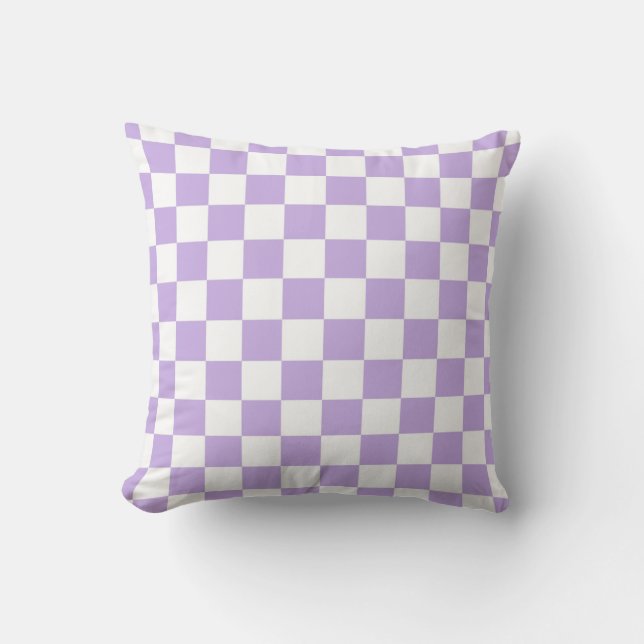 Almofada Lavanda Checkered e branco (Frente)