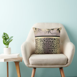 Almofada Lavanda Chic Dourada Leopardo Safari Personalizado