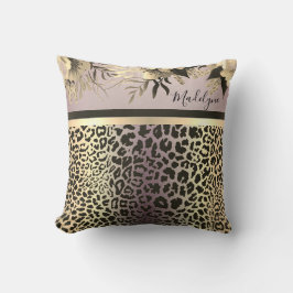 Almofada Lavanda Chic Dourada Leopardo Safari Personalizado
