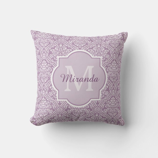 Almofada Lavanda Chic Roxo Monograma Com Nome (Frente)