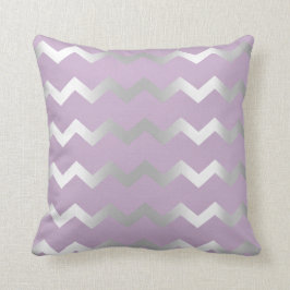 Almofada Lavanda Cinza de Cinzas de Prata Chevron Linhas de