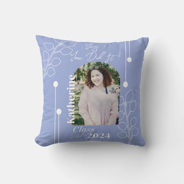 Almofada Lavanda de Foto Simples de Folhagem de Graduação (Frente)