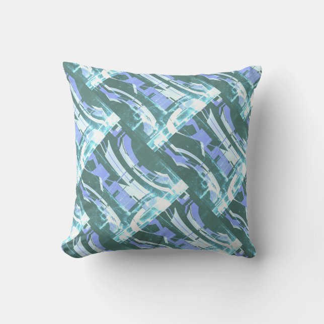 Almofada Lavanda de Seafoam Cinza branca - Motif Diagonal V (Frente)