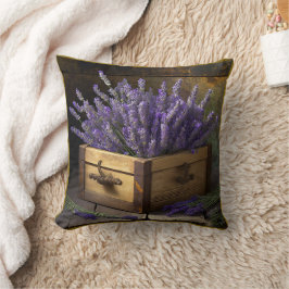 Almofada Lavanda do país numa caixa de madeira