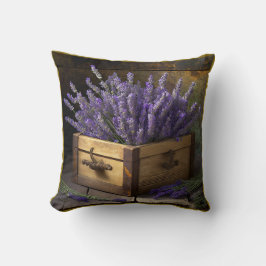 Almofada Lavanda do país numa caixa de madeira