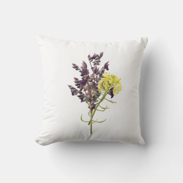 Almofada Lavanda e Design Botânica Amarelo (Frente)