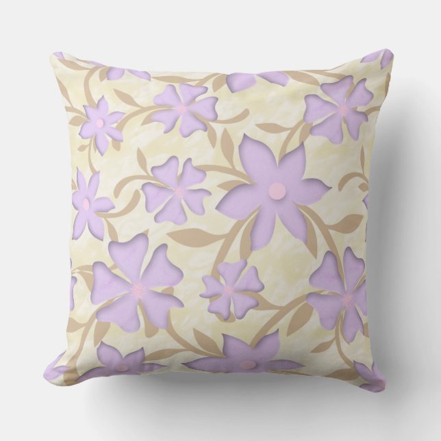 Almofada Lavanda e padrão Dourado do ventilador (Frente)