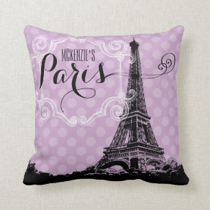 Almofada Lavanda em Torre Eiffel, em Paris, Monogramada