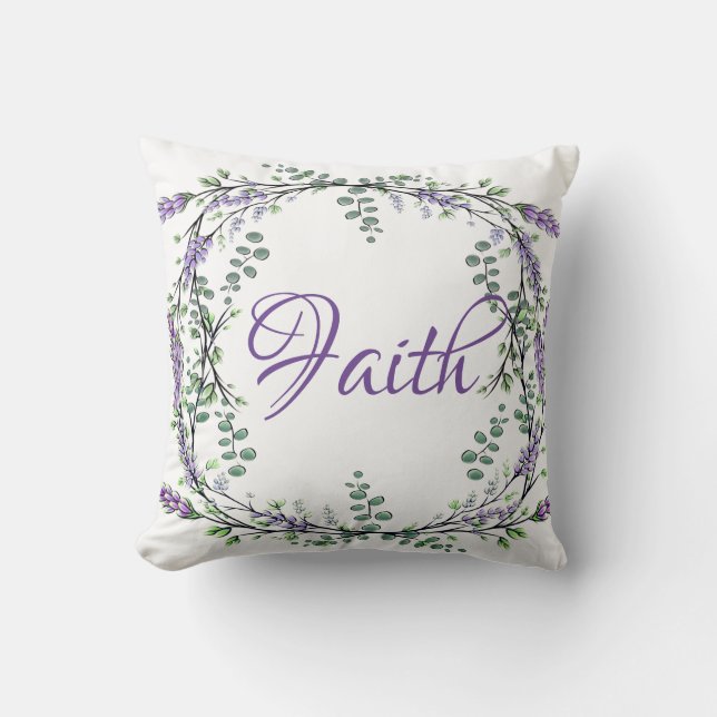 Almofada Lavanda Eucalipto aquarela boho  (Frente)