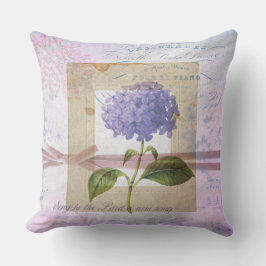 Almofada Lavanda Hydrangea Vintage Travesseiro decorativo d