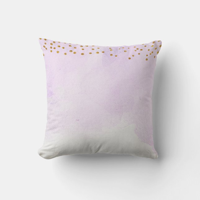 Almofada Lavanda Lilac Purple Watercolor Glitter Dourado (Frente)