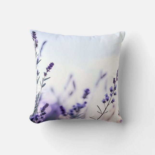 Almofada Lavanda Romântica Aquarela (Frente)