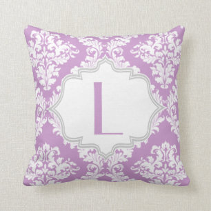 Almofada Lavanda roxa, lance branco da cor damasco