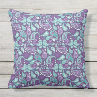 Almofada Lavanda, Roxo, Mistura de Aqua, Paisley Floral Cor