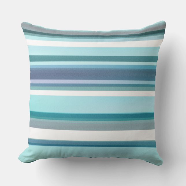 Almofada Lavanda Turquesa White Watercolor Stripes (Frente)