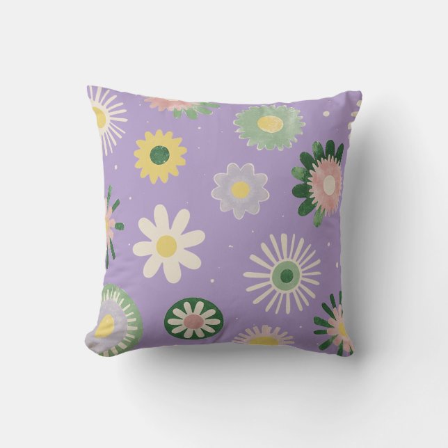 Almofada Lavender Daisy Floral Pillow (Frente)