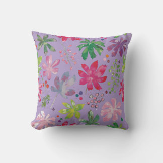 Almofada Lavender Floral Leaf Pattern Throw Pillow