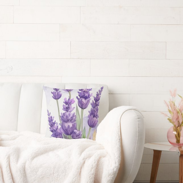 Almofada Lavender Flower Throw Pillow | Soft Purple Floral  (Sofá)