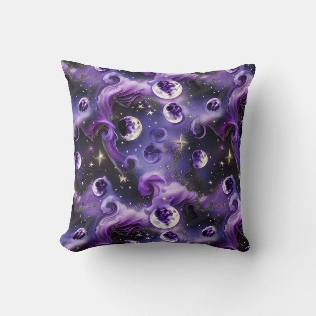 Almofada Lavender Purple Celestial Moon Phases Throw Pillow (Frente)