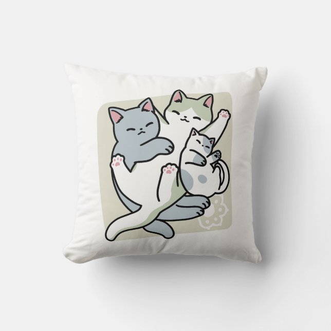 Almofada Lazer - Design de Gatos Preguiçosos (Frente)