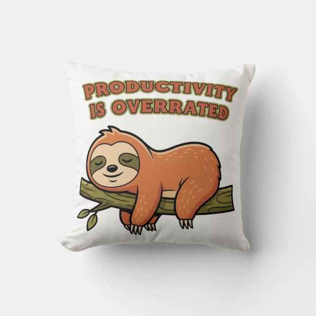 Almofada Lazy Retro Sloth Square Throw Pillow (Frente)