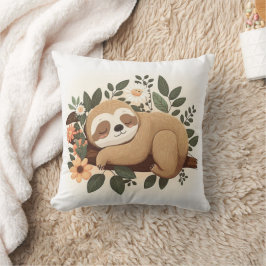 Almofada Lazy sloth sleeping on a branch cartoon           