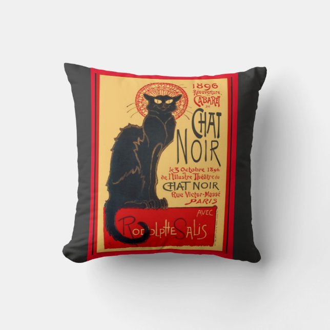 Almofada Le Chat Noir, O Gato Negro, Travesseiro De Arte (Frente)