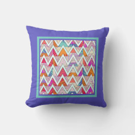Almofada Leafy Chevron em Periwinkle/Mint
