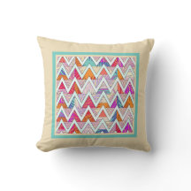 Leafy Chevron no Travesseiro Tan/MintThrow