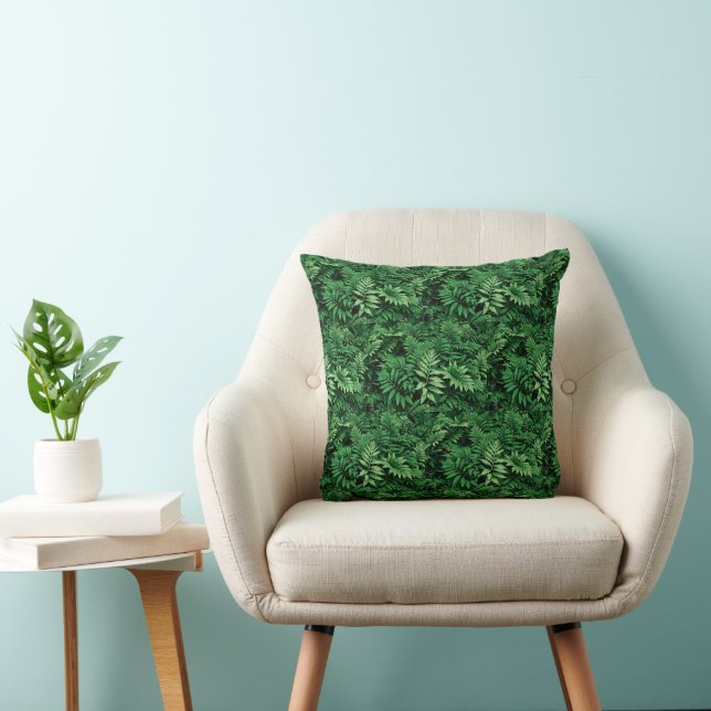 Almofada Leafy Green Ferns em uma floresta: (Cadeira)