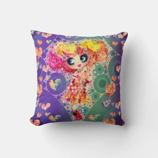 Almofada Leah G Bonito Girly Rainbow Kawaii Girl Whimsical (Frente)