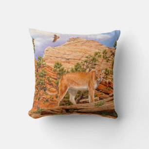 Almofada Leão Da Montanha Cougar No Parque Nacional De Zion