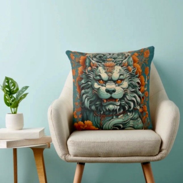Almofada Leão da Sabedoria Flu  (Flu Lion of Wisdom Throw Pillow High quality 100% polyester hidden zipper enclosure.)