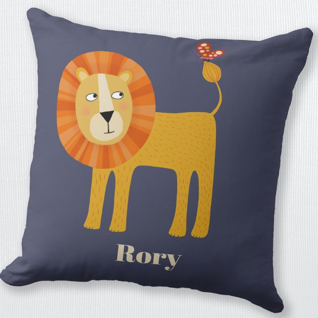 Almofada Leão de Cute Personalizado (Personalized custom name lion throw pillow)