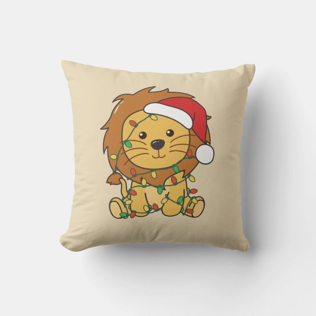 Almofada Leão de Natal de Inverno Feriados (Frente)