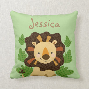Almofada Leão pequeno feliz da selva personalizado