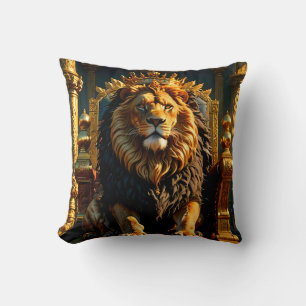 Almofada Leão Regal Vestindo uma Coroa