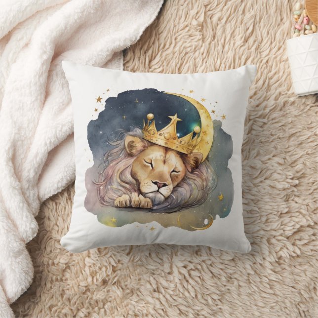Almofada Leão rei fofo dormindo na lua (Cobertor)